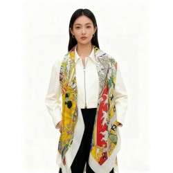 Special Grade Replica Hermès Animal City reversible cashmere scarf 140 Yellow Clone Sale