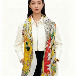Special Grade Replica Hermès Animal City reversible cashmere scarf 140 Yellow Clone Sale