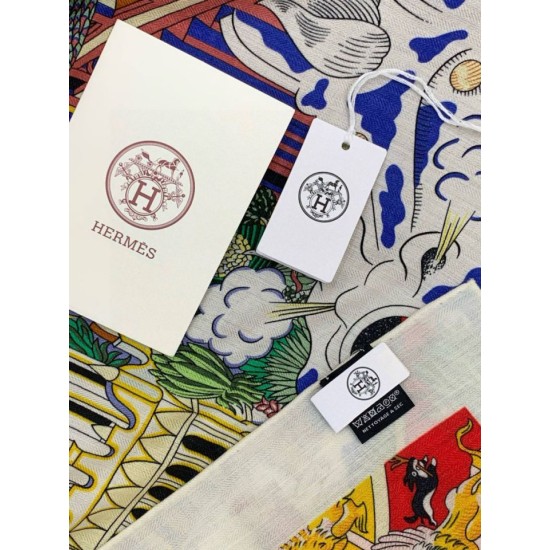 Special Grade Replica Hermès Animal City reversible cashmere scarf 140 Yellow Clone Sale