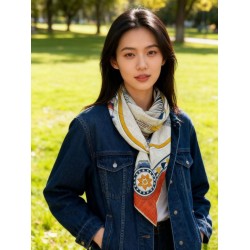 Special Grade Replica Hermès Sweet Saddleware Double-sided Tone Velvet Square Scarf 140 Orange Clone Sale