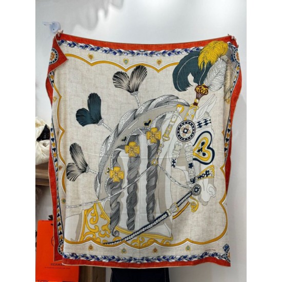 Special Grade Replica Hermès Sweet Saddleware Double-sided Tone Velvet Square Scarf 140 Orange Clone Sale