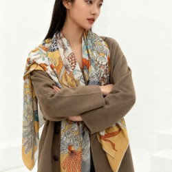 Special Grade Replica Hermès Rare Treasures Reversible Cashmere Handkerchief 140 03 Clone Sale