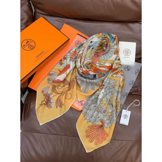 Special Grade Replica Hermès Rare Treasures Reversible Cashmere Handkerchief 140 03 Clone Sale