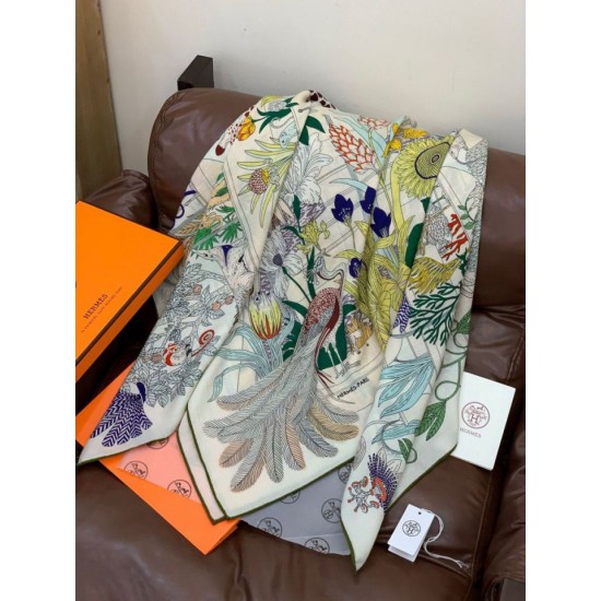 Special Grade Replica Hermès Rare Treasures Reversible Cashmere Handkerchief 140 05 Clone Sale