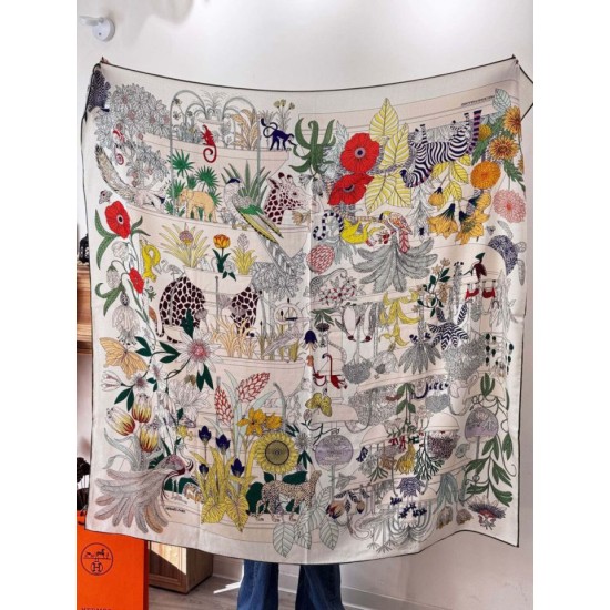Special Grade Replica Hermès Rare Treasures Reversible Cashmere Handkerchief 140 05 Clone Sale