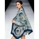 Special Grade Replica Hermès Rare Treasures Reversible Cashmere Handkerchief 140 Blue Clone Sale