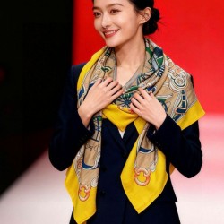 Special Grade Replica Hermès Rare Treasures Reversible Cashmere Handkerchief 140 Yellow Clone Sale