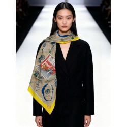 Special Grade Replica Hermès Rare Treasures Reversible Cashmere Handkerchief 140 Yellow Clone Sale
