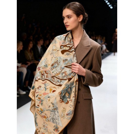 Special Grade Replica Hermes Equestrian Academy Reversible Velvet Shawl 140 02 Clone Sale