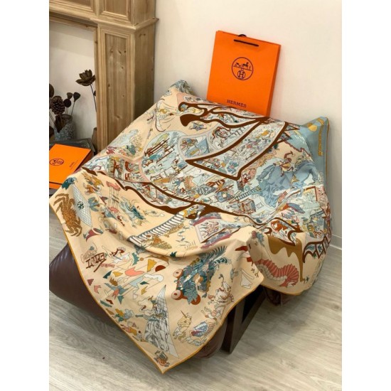 Special Grade Replica Hermes Equestrian Academy Reversible Velvet Shawl 140 02 Clone Sale