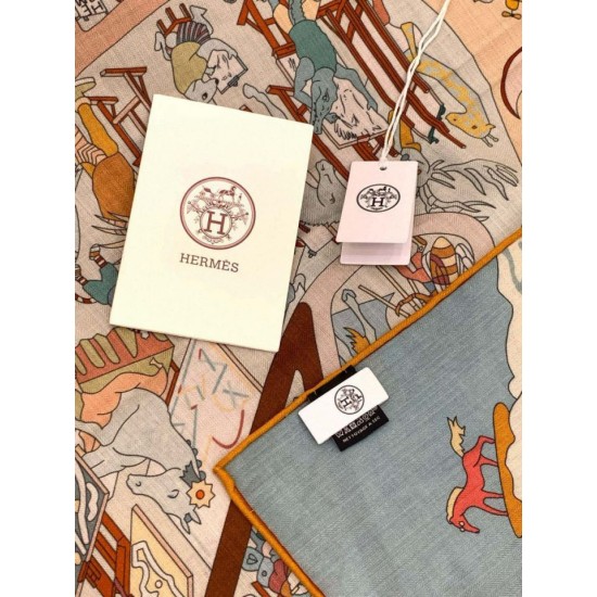 Special Grade Replica Hermes Equestrian Academy Reversible Velvet Shawl 140 02 Clone Sale