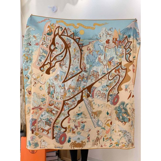 Special Grade Replica Hermes Equestrian Academy Reversible Velvet Shawl 140 02 Clone Sale