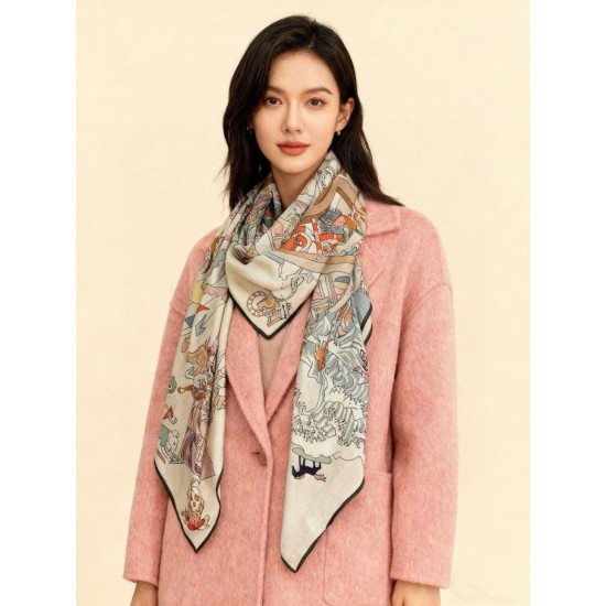 Special Grade Replica Hermes Equestrian Academy Reversible Velvet Shawl 140 Brown Clone Sale