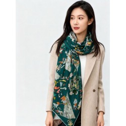Special Grade Replica Hermes Equestrian Academy Reversible Velvet Shawl 140 Green Clone Sale