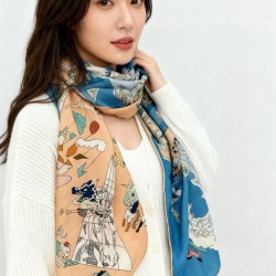 Special Grade Replica Hermes Equestrian Academy Reversible Velvet Shawl 140 Blue Clone Sale