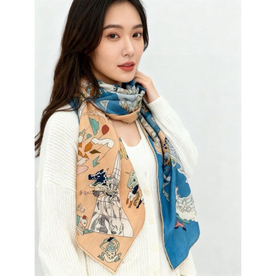 Special Grade Replica Hermes Equestrian Academy Reversible Velvet Shawl 140 Blue Clone Sale