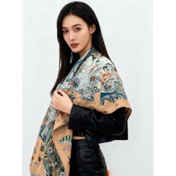 Special Grade Replica Hermes Equestrian Academy Reversible Velvet Shawl 140 Blue Clone Sale