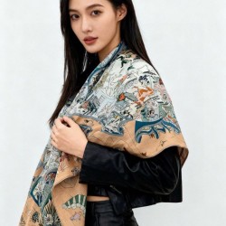 Special Grade Replica Hermes Equestrian Academy Reversible Velvet Shawl 140 Blue Clone Sale