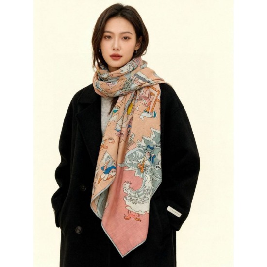 Special Grade Replica Hermes Equestrian Academy Reversible Velvet Shawl 140 Pink Clone Sale