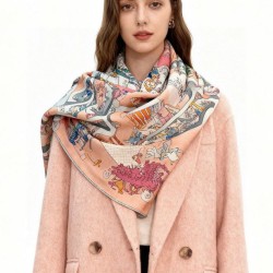 Special Grade Replica Hermes Equestrian Academy Reversible Velvet Shawl 140 Pink Clone Sale