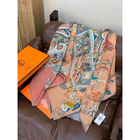Special Grade Replica Hermes Equestrian Academy Reversible Velvet Shawl 140 Pink Clone Sale