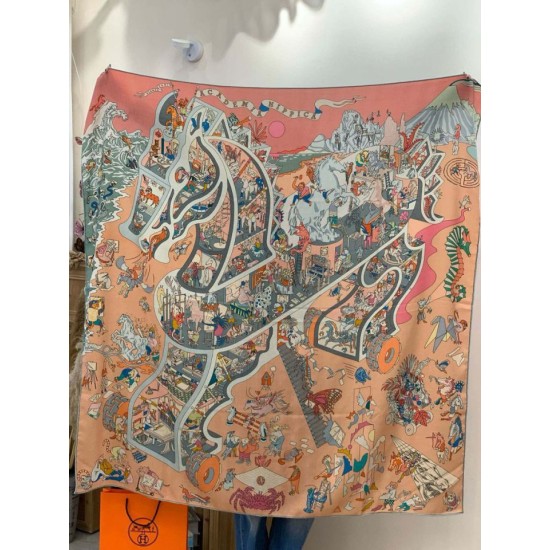 Special Grade Replica Hermes Equestrian Academy Reversible Velvet Shawl 140 Pink Clone Sale