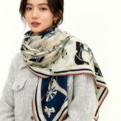Special Grade Replica Hermes Surrealist Hermes Hub Velvet Scarf 140 Coffee Clone Sale