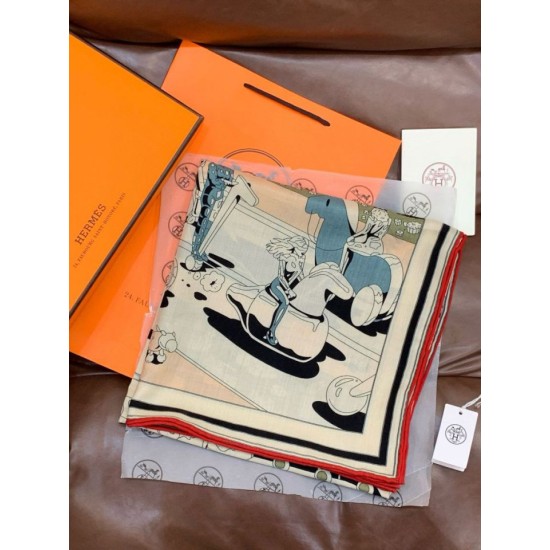 Special Grade Replica Hermes Surrealist Hermes Hub Velvet Scarf 140 Coffee Clone Sale
