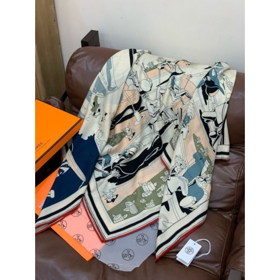 Special Grade Replica Hermes Surrealist Hermes Hub Velvet Scarf 140 Coffee Clone Sale