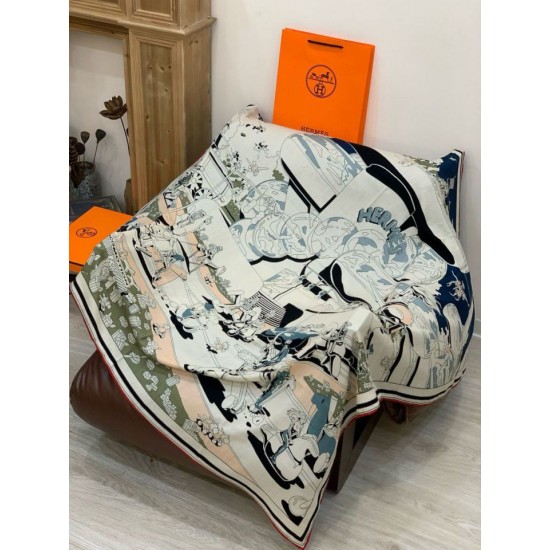 Special Grade Replica Hermes Surrealist Hermes Hub Velvet Scarf 140 Coffee Clone Sale