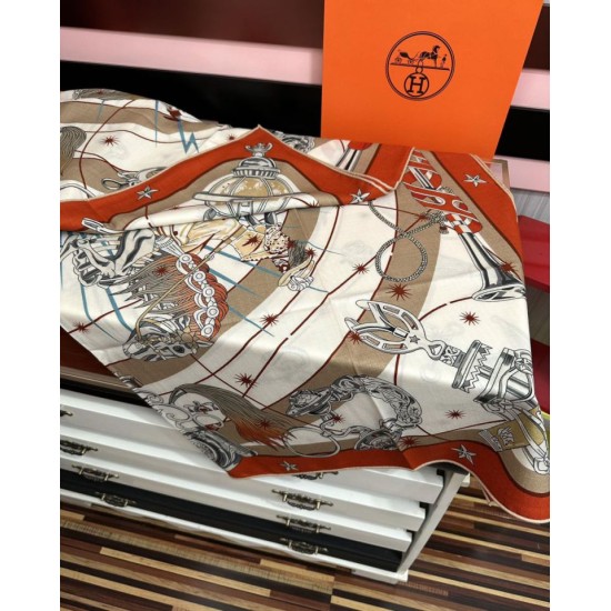 Special Grade Replica Hermes Starry Night Chorus Silk Scarf Cashmere Square Handkerchief 140 Clone Sale