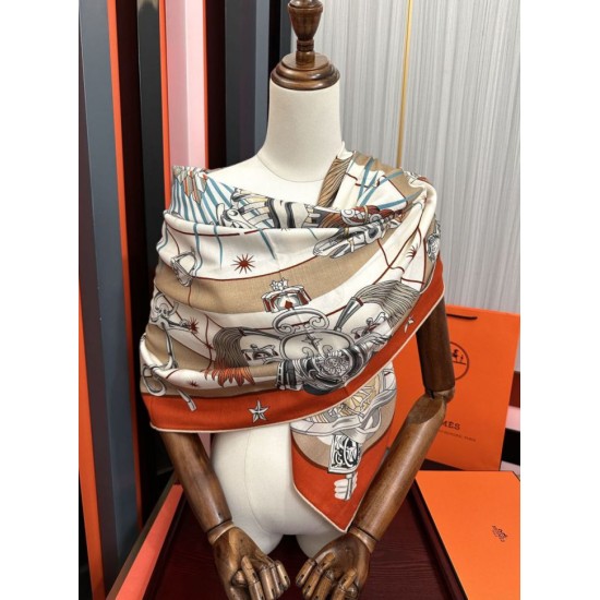 Special Grade Replica Hermes Starry Night Chorus Silk Scarf Cashmere Square Handkerchief 140 Clone Sale