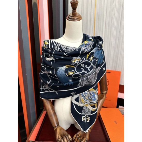 Special Grade Replica Hermes Starry Night Chorus Silk Scarf Cashmere Square Handkerchief 140 03 Clone Sale