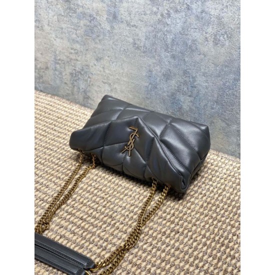 Special Grade Replica YSL Saint Laurent Mini Loulou Puffer Shoulder Bag Urban Gray Clone Sale
