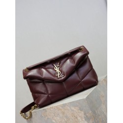 Special Grade Replica YSL Saint Laurent Small Loulou Puffer Crossbody Bag, Maroon Nappa Clone Sale