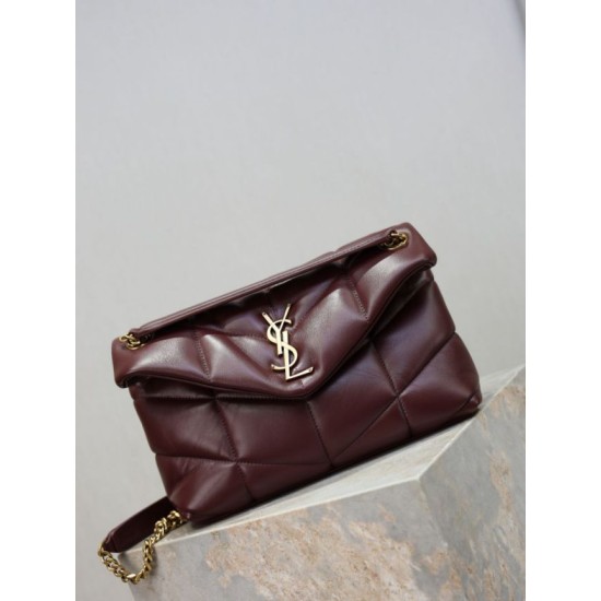 Best Replica YSL Saint Laurent Small Loulou Puffer Crossbody Bag, Maroon Nappa Fake At Cheap Price Special Grade Replica YSL Saint Laurent Small Loulou Puffer Crossbody Bag, Maroon Nappa Clone Sale