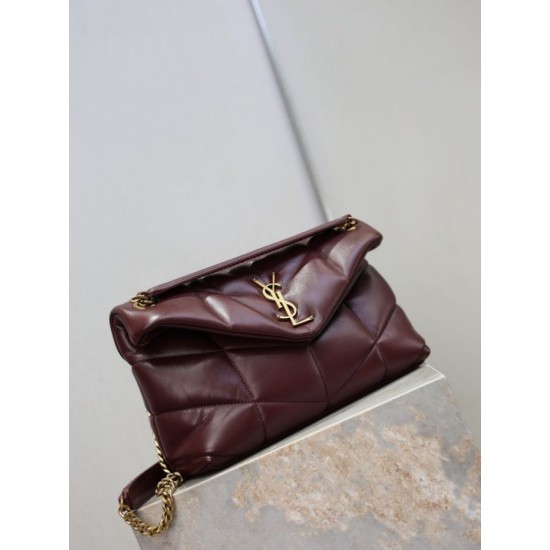 Best Replica YSL Saint Laurent Small Loulou Puffer Crossbody Bag, Maroon Nappa Fake At Cheap Price Special Grade Replica YSL Saint Laurent Small Loulou Puffer Crossbody Bag, Maroon Nappa Clone Sale
