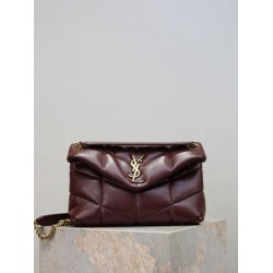 Special Grade Replica YSL Saint Laurent Small Loulou Puffer Crossbody Bag, Maroon Nappa Clone Sale