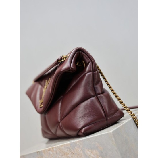 Best Replica YSL Saint Laurent Small Loulou Puffer Crossbody Bag, Maroon Nappa Fake At Cheap Price Special Grade Replica YSL Saint Laurent Small Loulou Puffer Crossbody Bag, Maroon Nappa Clone Sale