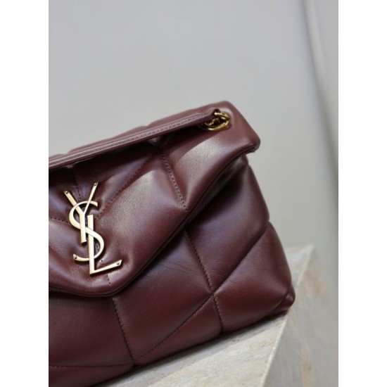 Best Replica YSL Saint Laurent Small Loulou Puffer Crossbody Bag, Maroon Nappa Fake At Cheap Price Special Grade Replica YSL Saint Laurent Small Loulou Puffer Crossbody Bag, Maroon Nappa Clone Sale