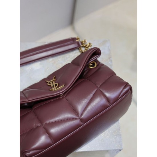 Best Replica YSL Saint Laurent Small Loulou Puffer Crossbody Bag, Maroon Nappa Fake At Cheap Price Special Grade Replica YSL Saint Laurent Small Loulou Puffer Crossbody Bag, Maroon Nappa Clone Sale