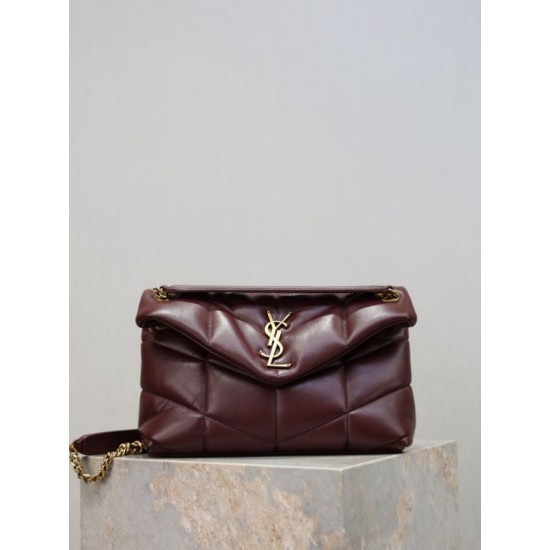 Best Replica YSL Saint Laurent Small Loulou Puffer Crossbody Bag, Maroon Nappa Fake At Cheap Price Special Grade Replica YSL Saint Laurent Small Loulou Puffer Crossbody Bag, Maroon Nappa Clone Sale