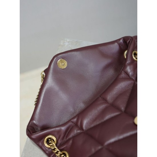 Best Replica YSL Saint Laurent Small Loulou Puffer Crossbody Bag, Maroon Nappa Fake At Cheap Price Special Grade Replica YSL Saint Laurent Small Loulou Puffer Crossbody Bag, Maroon Nappa Clone Sale