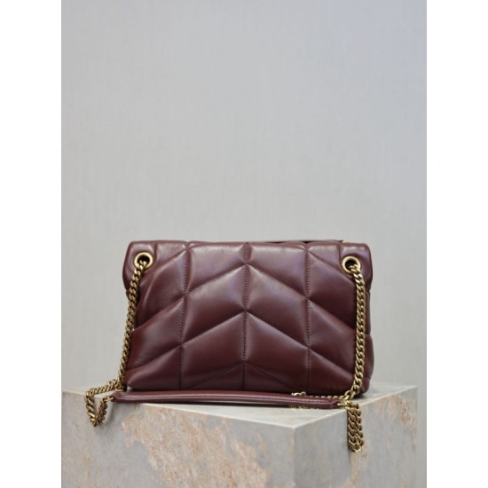 Best Replica YSL Saint Laurent Small Loulou Puffer Crossbody Bag, Maroon Nappa Fake At Cheap Price Special Grade Replica YSL Saint Laurent Small Loulou Puffer Crossbody Bag, Maroon Nappa Clone Sale