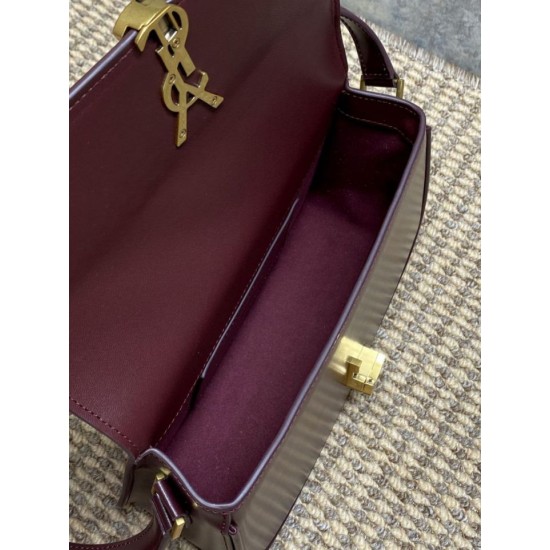 Special Grade Replica YSL Saint Laurent Medium Solferino Box Crossbody Bag, Burgundy Clone Sale