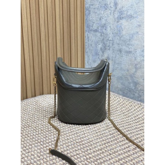 Special Grade Replica YSL Saint Laurent Mini Gaby Bucket Bag, Moss Green Clone Sale