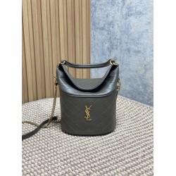 Special Grade Replica YSL Saint Laurent Mini Gaby Bucket Bag, Moss Green Clone Sale