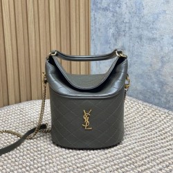 Special Grade Replica YSL Saint Laurent Mini Gaby Bucket Bag, Moss Green Clone Sale