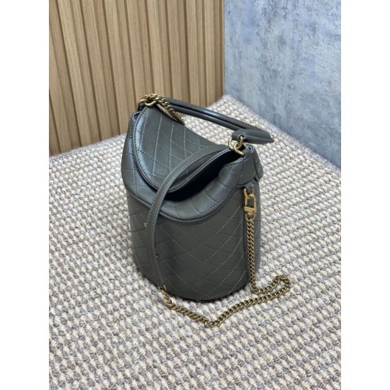 Special Grade Replica YSL Saint Laurent Mini Gaby Bucket Bag, Moss Green Clone Sale