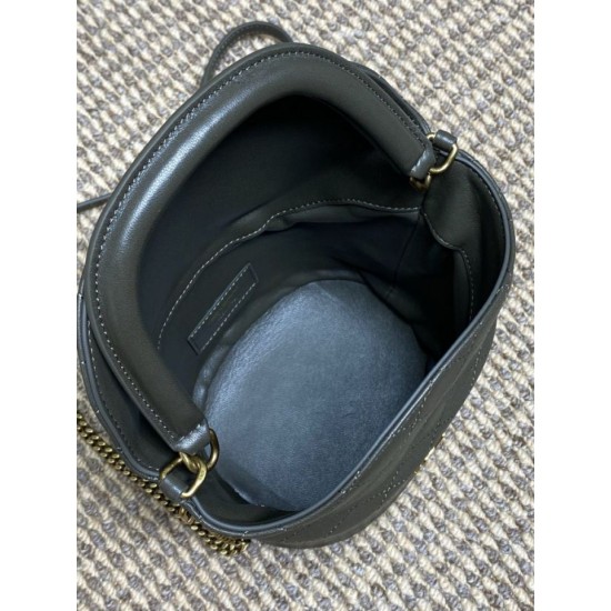 Special Grade Replica YSL Saint Laurent Mini Gaby Bucket Bag, Moss Green Clone Sale